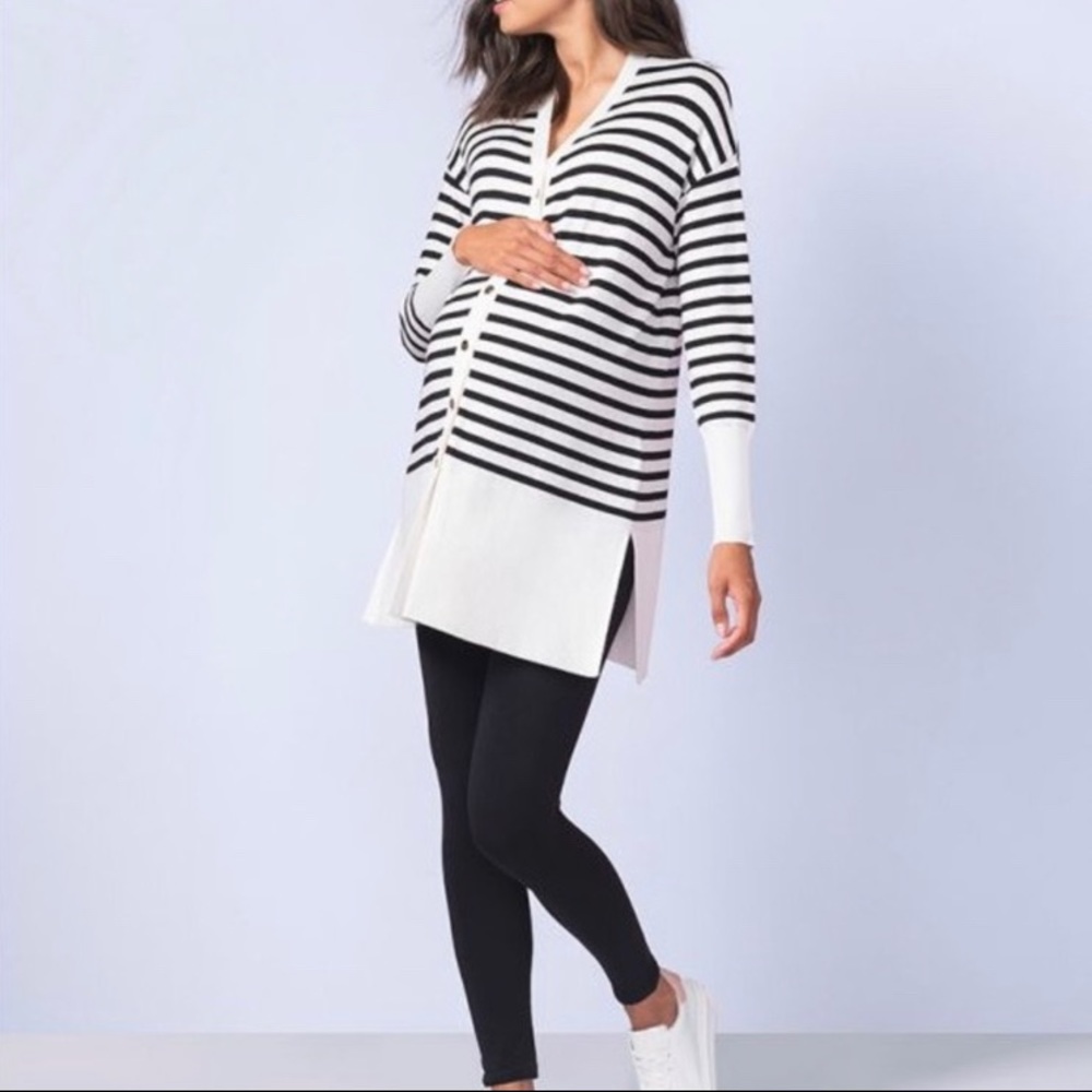 Seraphine Maternity Long-Line Striped Cardigan